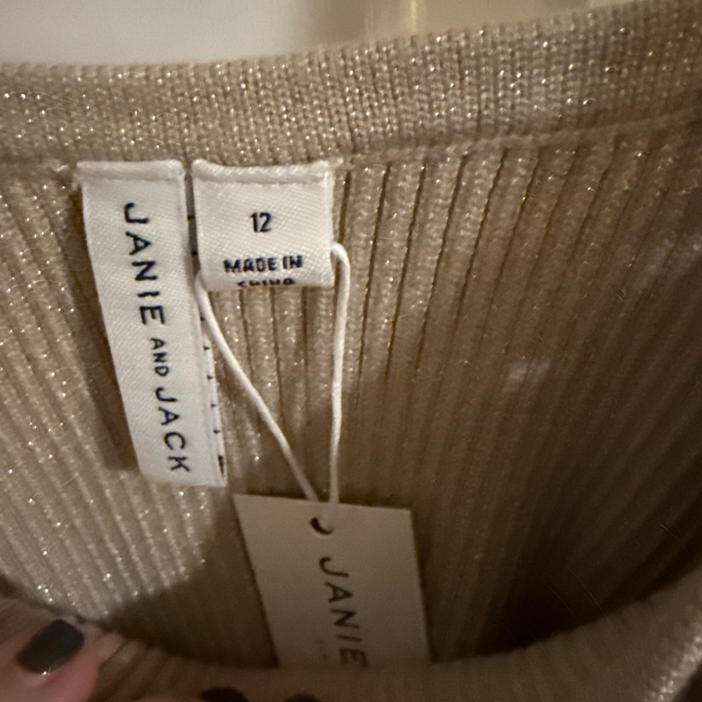 Janie and Jack Sparkling Beige Knit Top - Picture 3 of 9